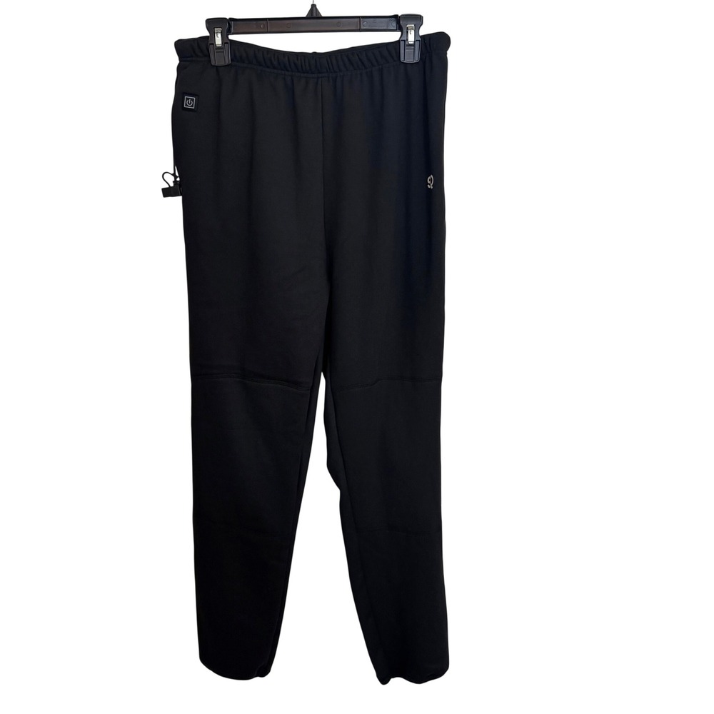 SQ Heated Joggers Mens Large Black Polyester Fleece Lined USB Power Pants Winter